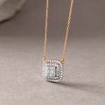 Octa Halo Diamond Necklace, 14K Solid Gold, 5/8 ct Lab Grown Diamond-5