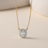 Emerald Cluster Diamond Necklace, 14K Solid Gold, 3/8 ct Lab Grown Diamond-5