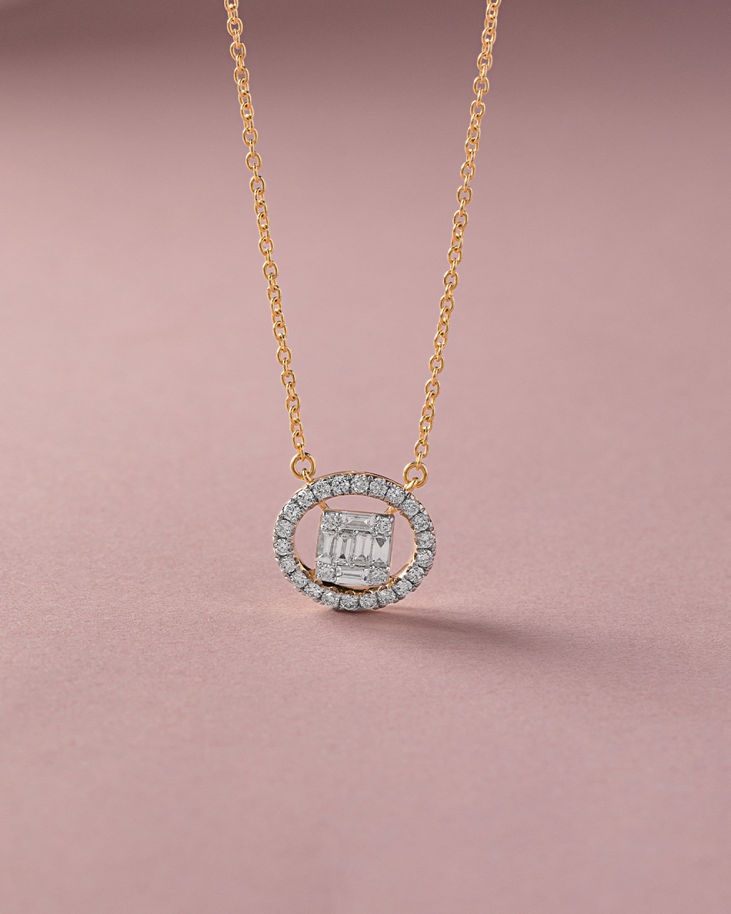 Oval Cluster Diamond Necklace, 14K Gold Vermeil, 3/8 ct Lab Grown Diamond-5