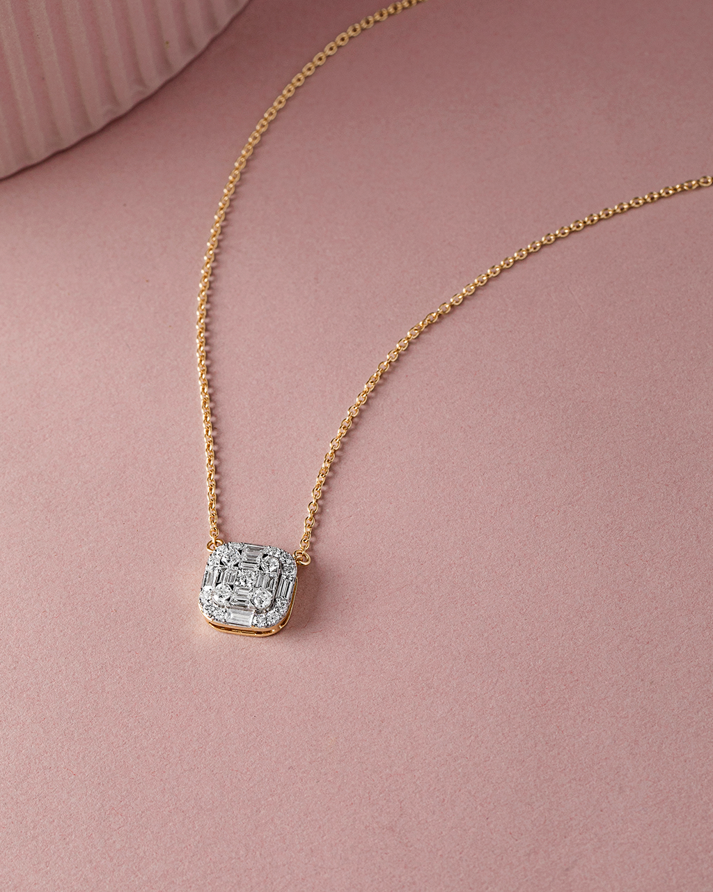 Baguette Cluster Diamond Necklace, 14K Gold Vermeil, 5/8 ct Lab Grown Diamond-5