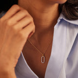 Pave Diamond Paperclip Necklace, 14K Gold Vermeil, 1/5 ct Lab Grown Diamond-4