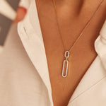 Interlinked Paperclip Diamond Necklace, 14K Solid Gold, 1/3 ct Lab Grown Diamond-4