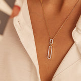 Interlinked Paperclip Diamond Necklace, 14K Solid Gold, 1/3 ct Lab Grown Diamond-4