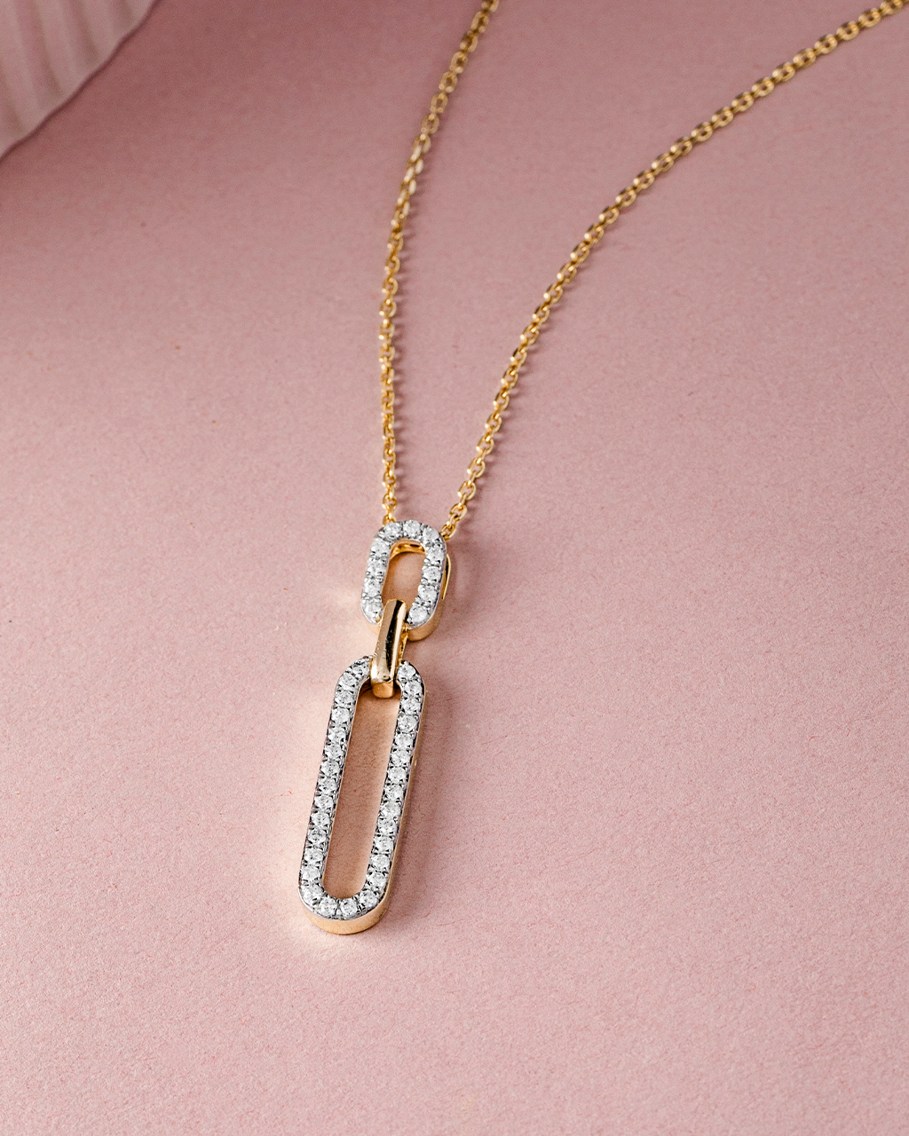 Interlinked Paperclip Diamond Necklace, 14K Solid Gold, 1/3 ct Lab Grown Diamond-5