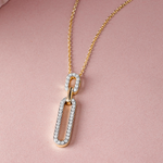 Interlinked Paperclip Diamond Necklace, 14K Solid Gold, 1/3 ct Lab Grown Diamond-5