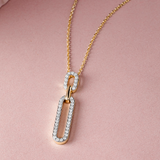 Interlinked Paperclip Diamond Necklace, 14K Solid Gold, 1/3 ct Lab Grown Diamond-5