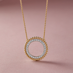 Beaded Halo Diamond Necklace, 14K Solid Gold, 1/3 ct Lab Grown Diamond-5