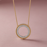 Beaded Halo Diamond Necklace, 14K Solid Gold, 1/3 ct Lab Grown Diamond-5