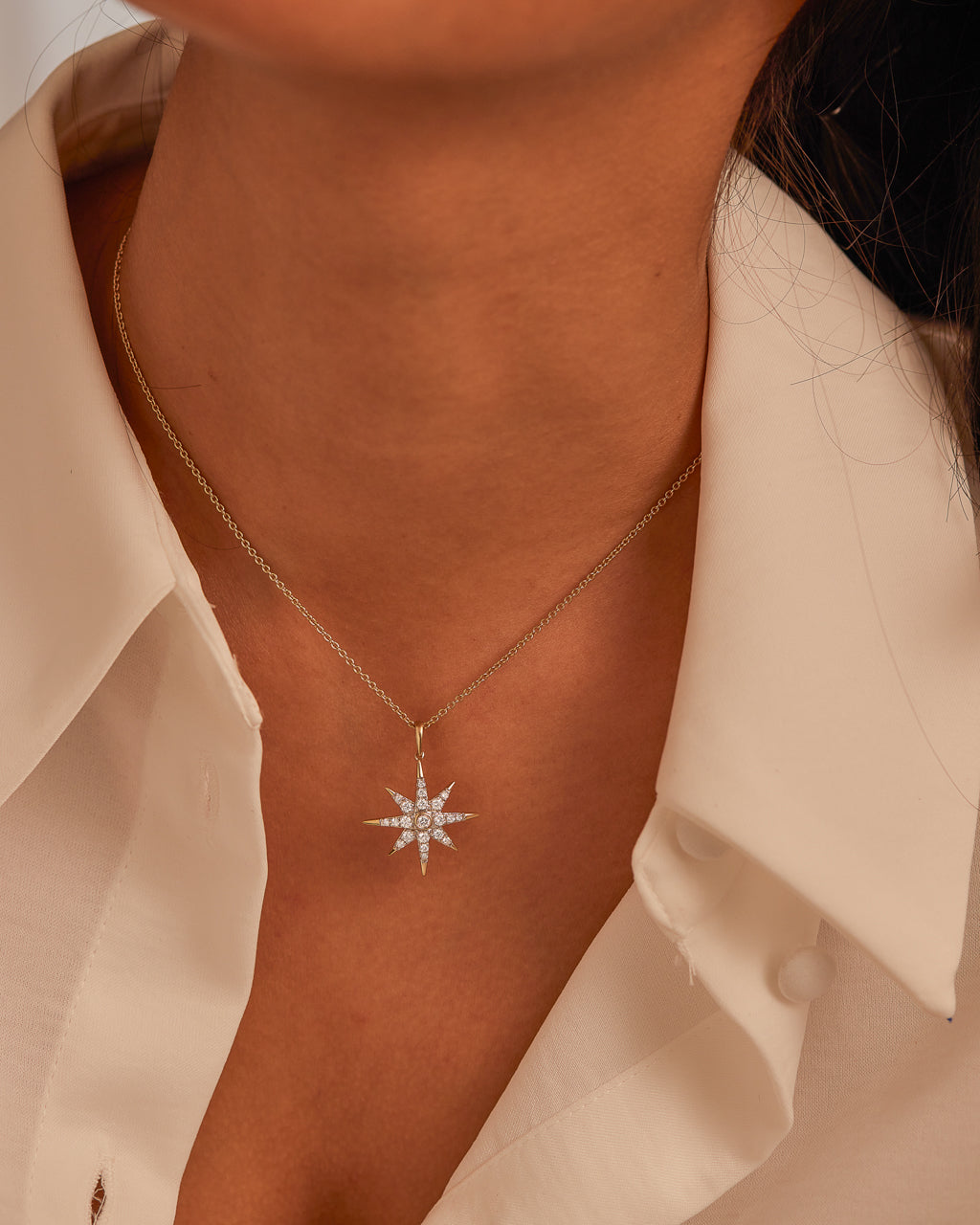 North Star Diamond Necklace, 14K Gold Vermeil, 3/8 ct Lab Grown Diamond-2