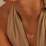 Interlocking Paperclip Diamond Necklace, 14K Solid Gold, 1/10 ct Lab Grown Diamond-4
