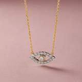 Evil Eye Diamond Necklace, 14K Gold Vermeil, 1/3 ct Lab Grown Diamond-5