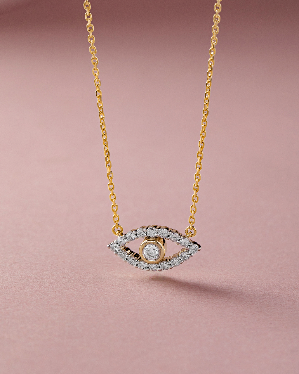 Evil Eye Diamond Necklace, 14K Gold Vermeil, 1/3 ct Lab Grown Diamond-5