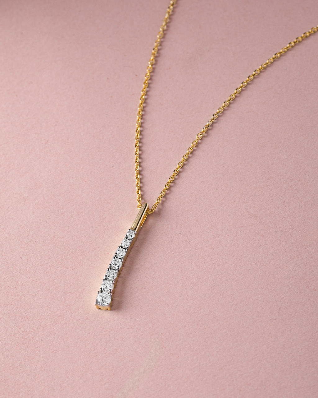 Journey Bar Diamond Necklace, 14K Solid Gold, 1/3 ct Lab Grown Diamond-5