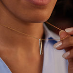 Channel Bar Diamond Necklace, 14K Gold Vermeil, 1/4 ct Lab Grown Diamond-4