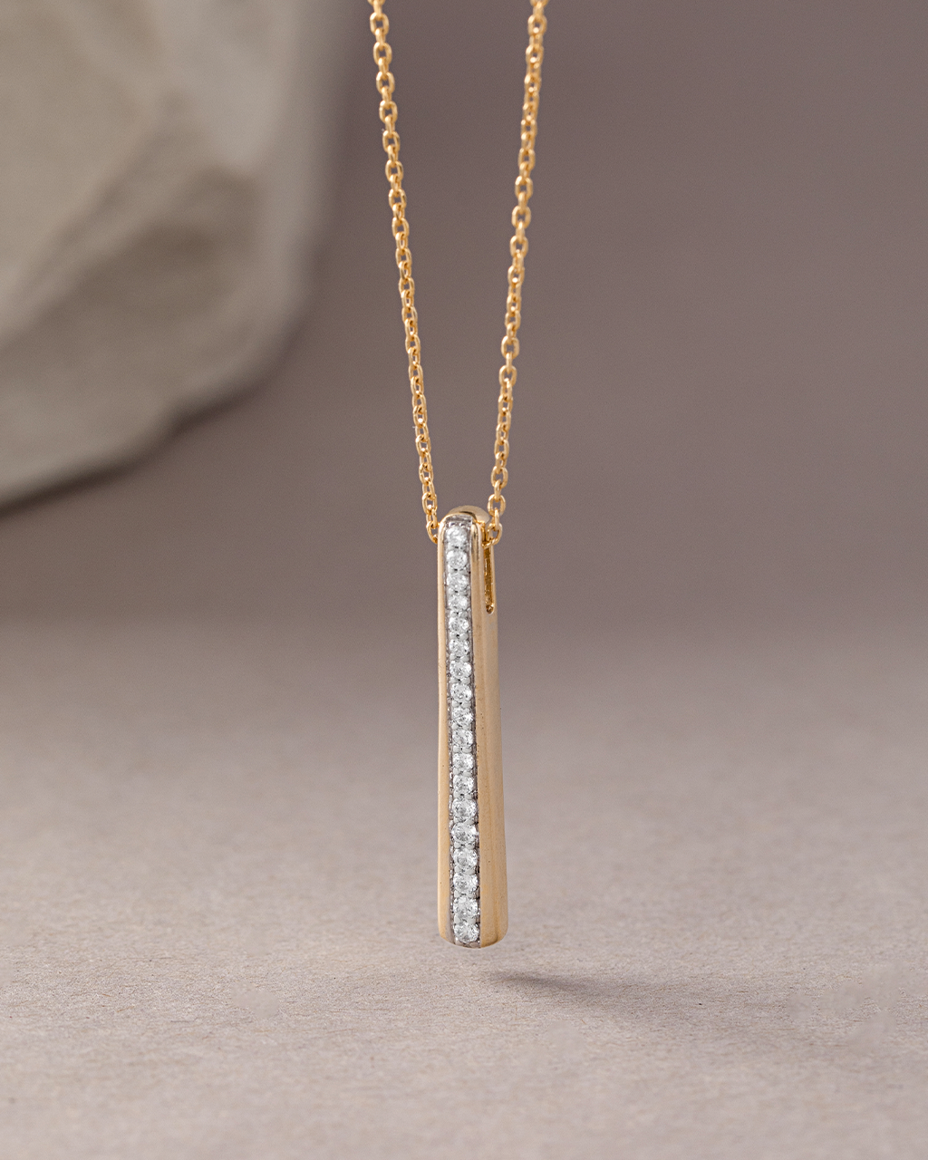 Channel Bar Diamond Necklace, 14K Gold Vermeil, 1/4 ct Lab Grown Diamond-5