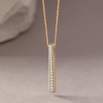 Channel Bar Diamond Necklace, 14K Gold Vermeil, 1/4 ct Lab Grown Diamond-5