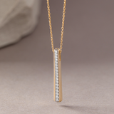 Channel Bar Diamond Necklace, 14K Gold Vermeil, 1/4 ct Lab Grown Diamond-5