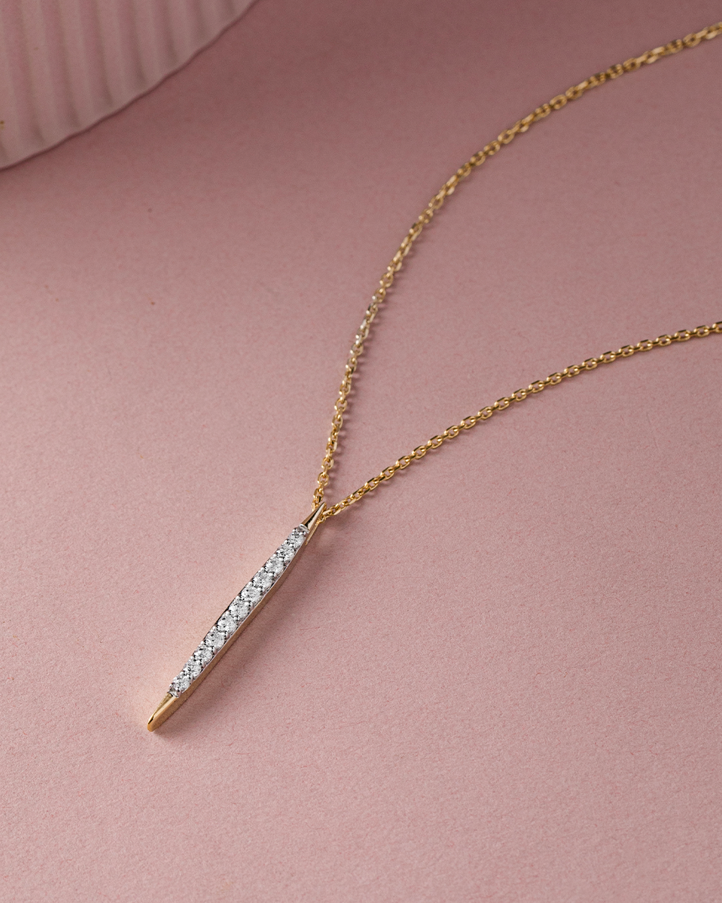Tapered Bar Diamond Necklace, 14K Gold Vermeil, 1/5 ct Lab Grown Diamond-4