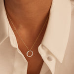Circle Halo Diamond Necklace, 14K Solid Gold, 1/3 ct Lab Grown Diamond-4