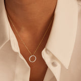 Circle Halo Diamond Necklace, 14K Gold Vermeil, 1/3 ct Lab Grown Diamond-4