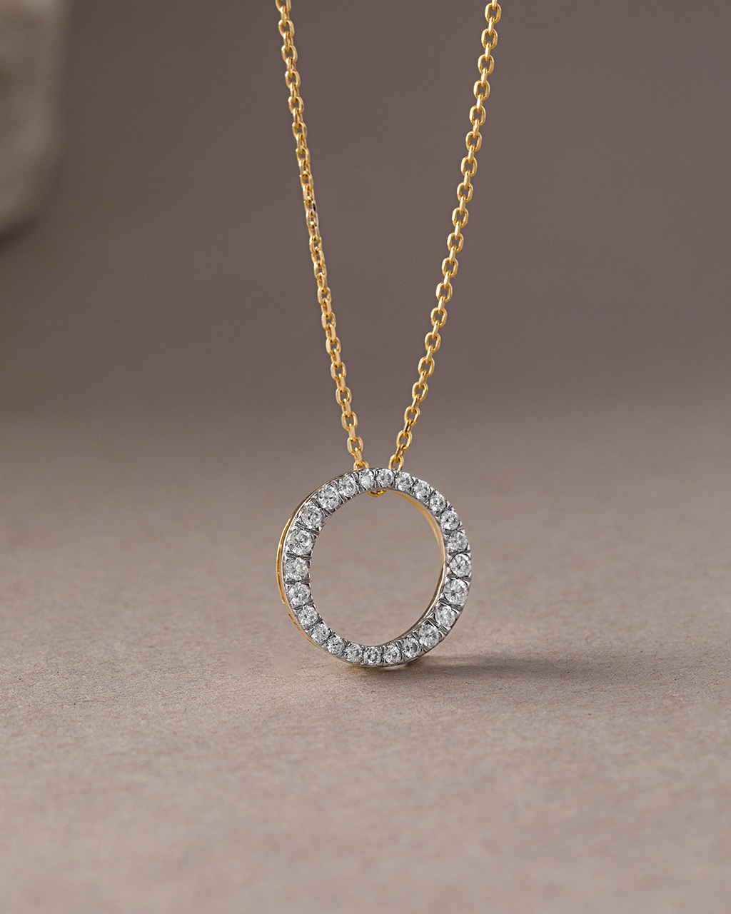 Circle Halo Diamond Necklace, 14K Solid Gold, 1/3 ct Lab Grown Diamond-5