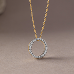 Circle Halo Diamond Necklace, 14K Solid Gold, 1/3 ct Lab Grown Diamond-5