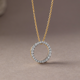 Circle Halo Diamond Necklace, 14K Solid Gold, 1/3 ct Lab Grown Diamond-5