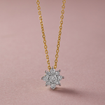 Floral Round Diamond Necklace, 14K Solid Gold, 1/3 ct Lab Grown Diamond-4