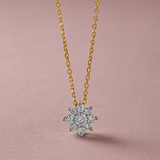 Floral Round Diamond Necklace, 14K Solid Gold, 1/3 ct Lab Grown Diamond-4
