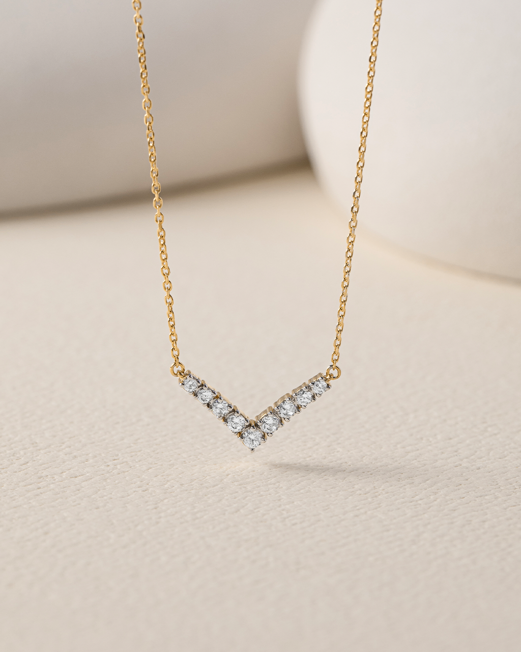 Chevron Diamond Necklace, 14K Solid Gold, 1/3 ct Lab Grown Diamond-5