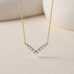 Chevron Diamond Necklace, 14K Solid Gold, 1/3 ct Lab Grown Diamond-5