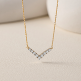 Chevron Diamond Necklace, 14K Gold Vermeil, 1/3 ct Lab Grown Diamond-5