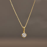 Round Solitaire Clover Chain Necklace
