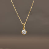 Round Solitaire Clover Chain Necklace
