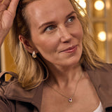 Halo Diamond and Created Ruby Necklace