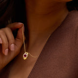 Halo Diamond and Created Ruby Necklace