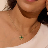 Created Emerald Disc Necklace