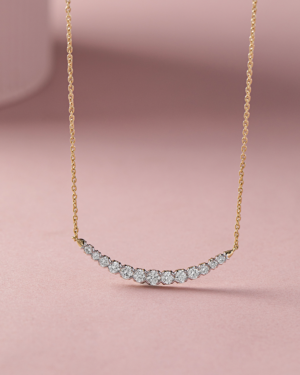 Scallop Bar Diamond Necklace, 14K Gold Vermeil, 3/4 ct Lab Grown Diamond-5