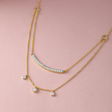 Layered Diamond Bar Necklace, 14K Gold Vermeil, 3/8 ct Lab Grown Diamond-5