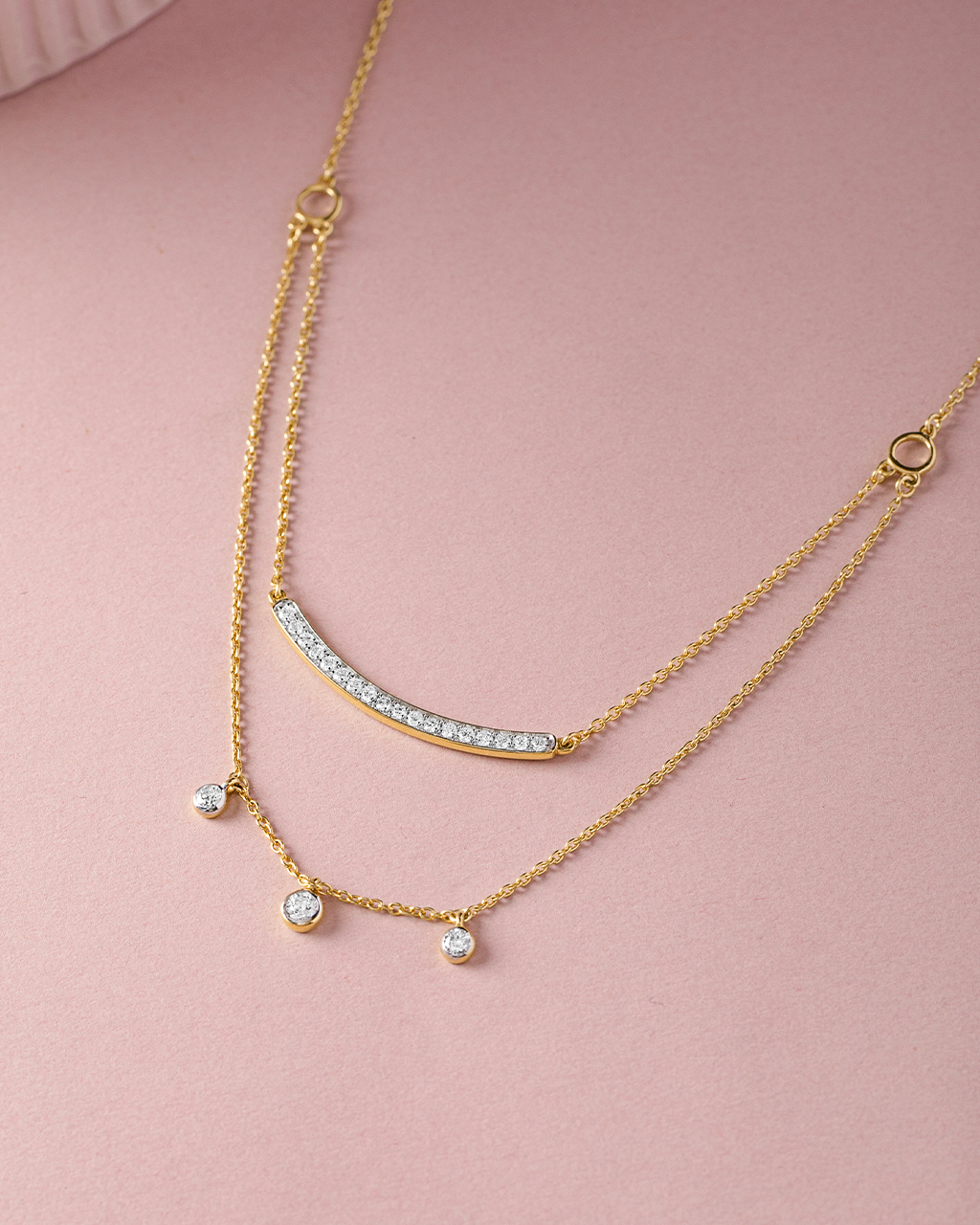Layered Diamond Bar Necklace, 14K Gold Vermeil, 3/8 ct Lab Grown Diamond-5