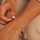 Paperclip Diamond Bracelet, 14K Gold Vermeil, 1/6 ct Lab Grown Diamond-2