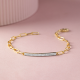 Bar Diamond Paperclip Bracelet, 14K Gold Vermeil, 1/3 ct Lab Grown Diamond-5