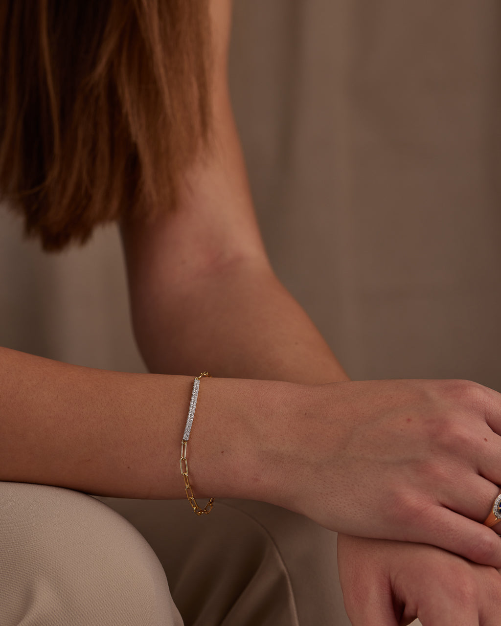 Bar Diamond Paperclip Bracelet, 14K Gold Vermeil, 1/3 ct Lab Grown Diamond-4