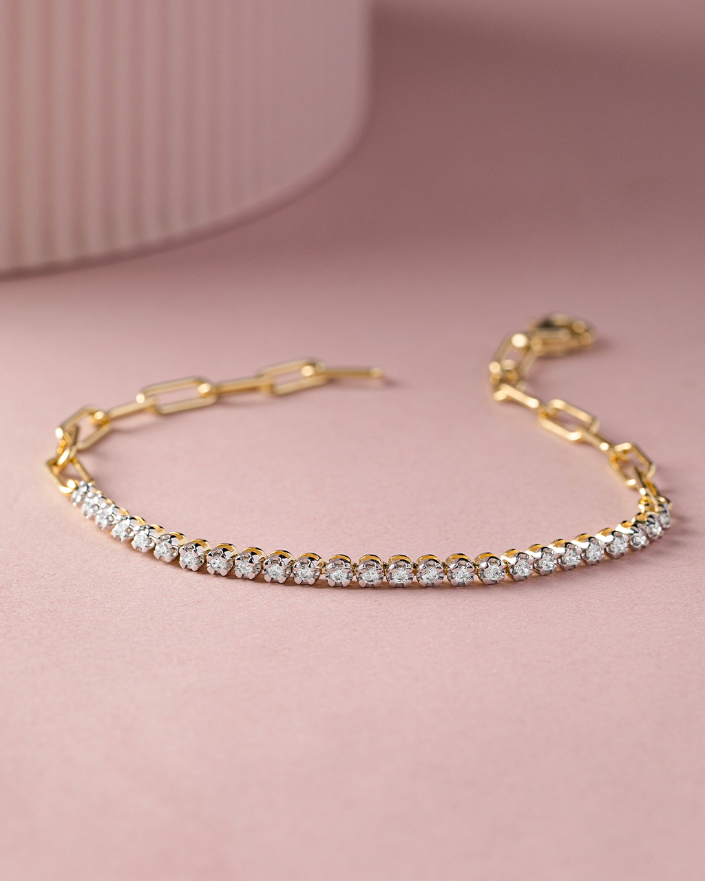 Classic Diamond Paperclip Bracelet, 14K Gold Vermeil, 1/2 ct Lab Grown Diamond-5