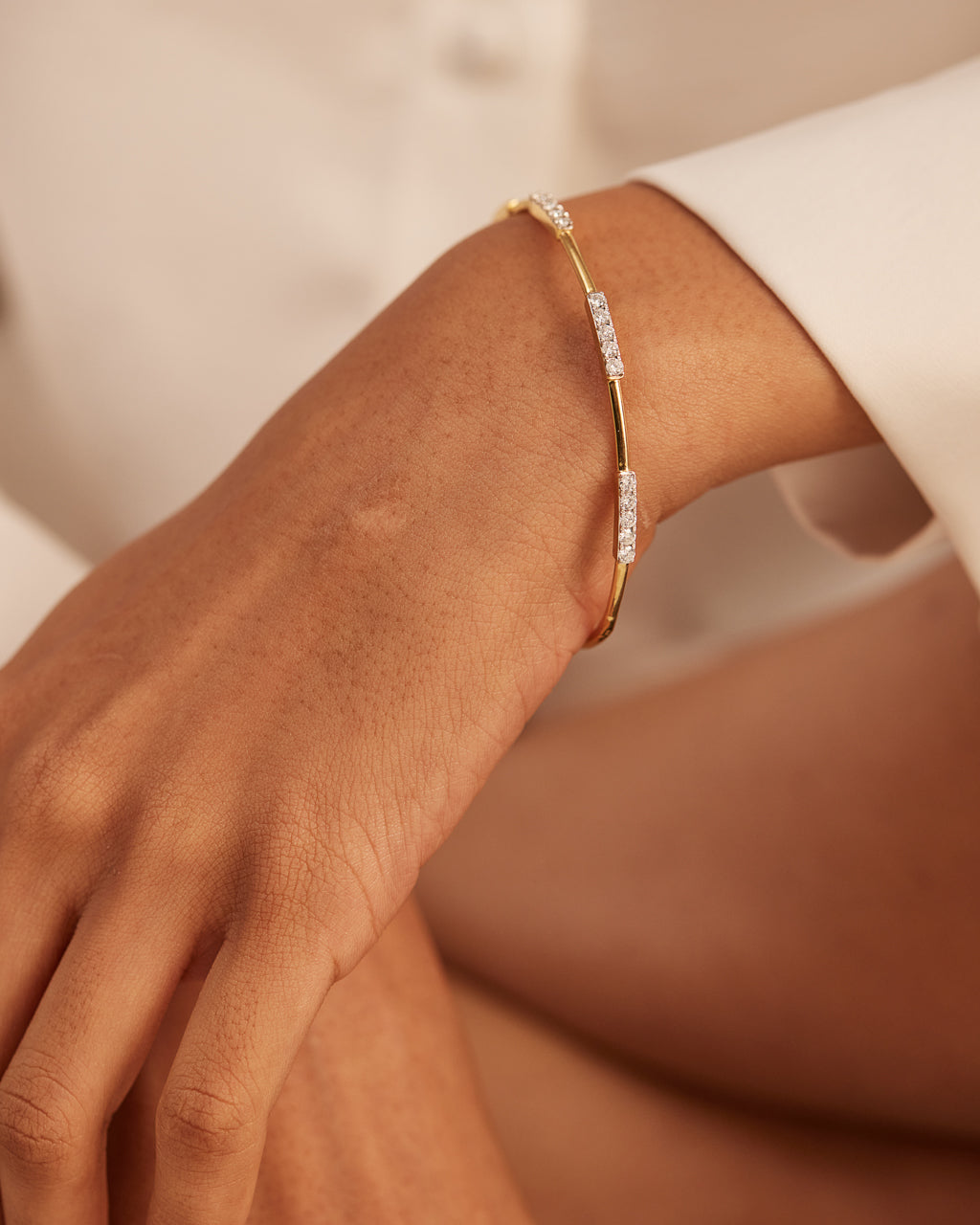 Line Diamond Oval Bracelet, 14K Solid Gold, 5/8 ct Lab Grown Diamond-2