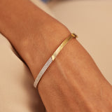 Angled Pave Diamond Oval Bracelet, 14K Gold Vermeil, 3/4 ct Lab Grown Diamond-2