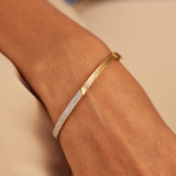 Angled Pave Diamond Oval Bracelet, 14K Solid Gold, 3/4 ct Lab Grown Diamond-2