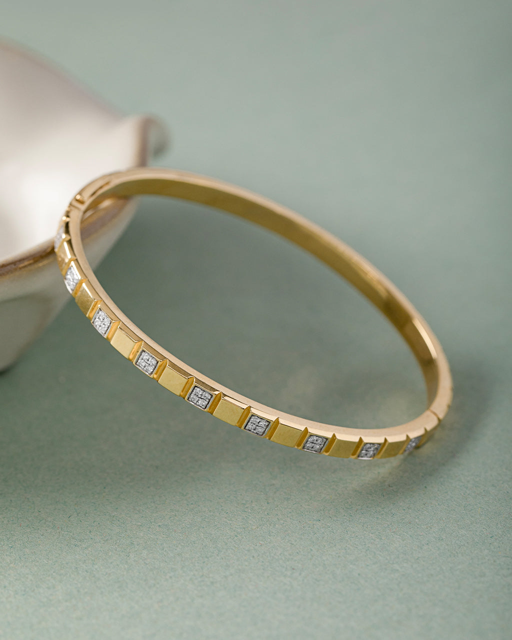 Square Station Diamond Oval Bracelet, 14K Solid Gold, 1/4 ct Lab Grown Diamond-5