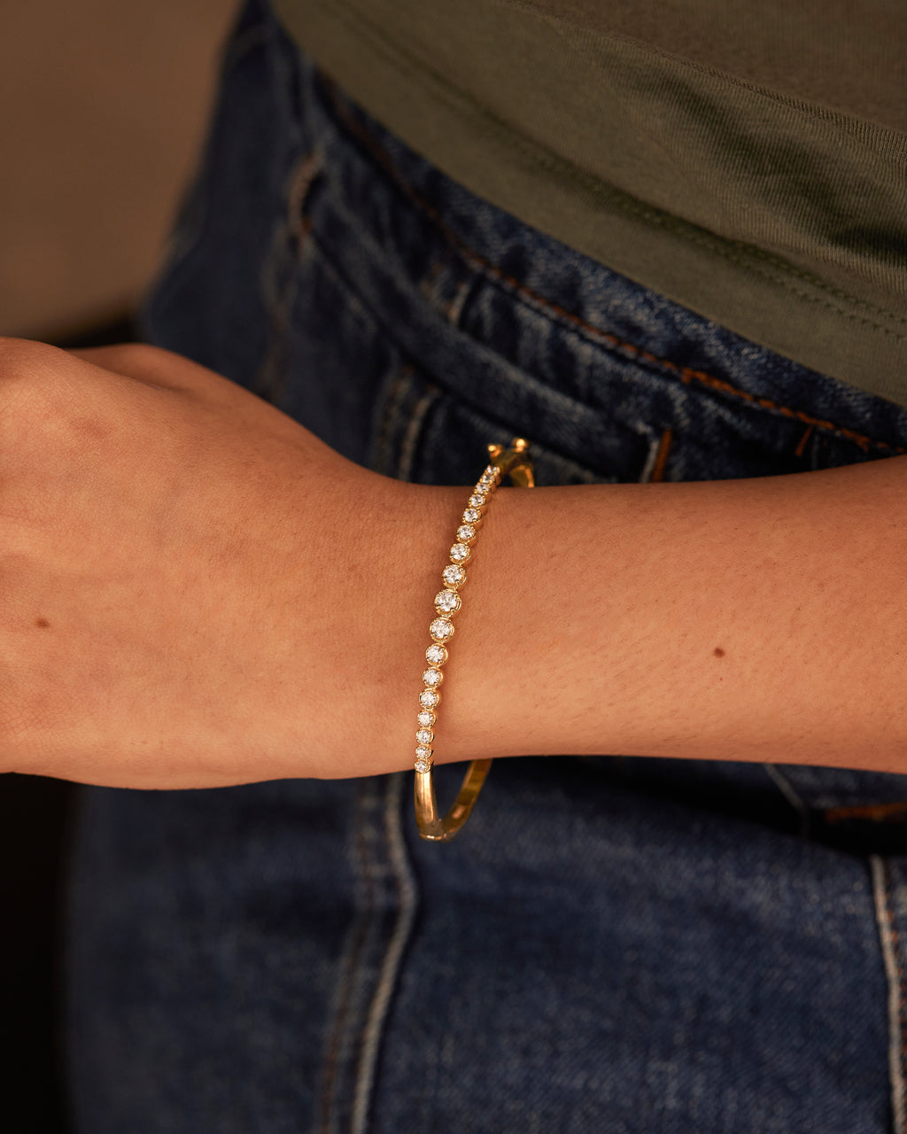 Journey Diamond Oval Bracelet, 14K Solid Gold, 1 ct Lab Grown Diamond-2