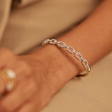 Interlinked Diamond Paperclip Oval Bracelet